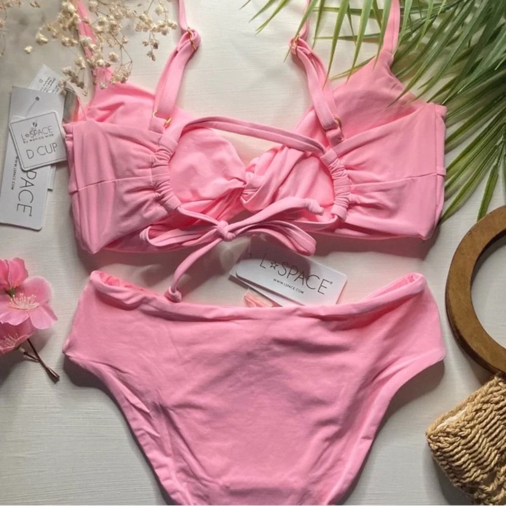 L*Space Light Pink Ringo Knotted Top | Nancy Lee Bitsy Bottom in Light Pink